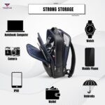 PU Leather Laptop Backpack for Men & Women | 15.6 Inch Laptop Bag |Travel Backpack with Multiple Compartments | Office & College Backpack | Black - Image 7