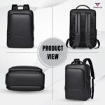 PU Leather Laptop Backpack for Men & Women | 15.6 Inch Laptop Bag |Travel Backpack with Multiple Compartments | Office & College Backpack | Black - Image 8