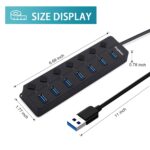 Rexmon 7-Port USB 3.0 Hub with Individual Power Switches and Lights, High-Speed Data Hub Splitter Portable USB Extension Hub for PC Laptop and More (No Power Adapter) 30 cm Cable Long - Image 5