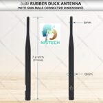 NISTECH 5dBi Whip Antenna Rubber Duck for 2.4GHz 5GHz 5.8GHz WiFi Router Hotspot, Network Card, WiFi USB Adapter, Wireless Range Extender NRFA005-17 - Image 3