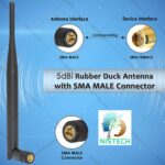 NISTECH 5dBi Whip Antenna Rubber Duck for 2.4GHz 5GHz 5.8GHz WiFi Router Hotspot, Network Card, WiFi USB Adapter, Wireless Range Extender NRFA005-17 - Image 4