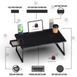 BRINKL Engineered Wood Multipurpose Foldable Laptop Table with Cup Holder | Table Home Study Writing Table, Foldable and Portable/Ergonomic Edges (BLACK COTED 1) - Image 3