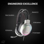 Drumstone Gaming Headset with RGB LED Lights | Wired Over-Ear Gaming Headphones with Noise-Cancelling Mic, Deep Bass Stereo Sound, Soft Memory Cushions, Adjustable Headband - Image 4