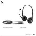 Hp Stereo Usb Wired On Ear Headphones With Mic And Volume Control - Image 3