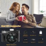 2024 Upgrade 4K 56MP Digital Camera for Photography Vlogging Camera for YouTube with 180° Flip Screen, WiFi,16X Digital Zoom, 52mm Lens, 2 Batteries, 32GB Micro SD Card(Black) - Image 3