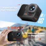 4K 60FPS 48MP WiFi Action Camera with Touch Screen, 50FT Underwater Waterproof Camera, No Case Needed, EIS Motorcycle Camera, 8X Zoom, 64GB Card, Remote Control, Batteries & Mounting Kits - Image 5