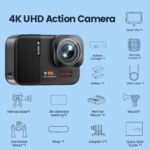 4K 60FPS 48MP WiFi Action Camera with Touch Screen, 50FT Underwater Waterproof Camera, No Case Needed, EIS Motorcycle Camera, 8X Zoom, 64GB Card, Remote Control, Batteries & Mounting Kits - Image 6