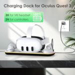 Dobe Charging Dock Station for Oculus Meta Quest 3 Headset and 2 Controllers,Fast VR Charging Station with LED Light [On/Off],VR Charger Display Stand (NO VR Headset Include) - Image 3