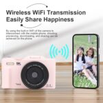 Eujgoov 5K Digital Camera, 75MP Photography Camera with 18X Digital Zoom 3 Inch 180 Degree Flip Screen for Vlogging Live Streaming and Webcasting - Image 8
