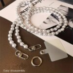 WISKA Charming Pearl and Diamond Decorated Phone Lanyard - Crossbody Hanging Chain, Sling Strap, Mobile Holder, Hands-Free Accessory for Neck, Compatible with iPhone and Most Smartphones - Image 5