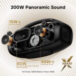 Tribit StormBox Blast 2 Bluetooth Speaker, 200W Portable Speaker with Subwoofer, XBass, LED Lights, Bluetooth 5.4, IP67, Custom EQ, 30H Playtime, Karaoke Function - Perfect for Outdoor Party/Garden - Image 3