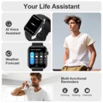 Smart Watches for Men Women 1.83" HD Display Activity Fitness Tracker Smartwatches for Android iOS Phones with Bluetooth Call/Heart Rate/Blood Pressure/Sleep Monitor/SpO2/IP67 Waterproof, Black - Image 5