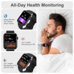 Smart Watches for Men Women 1.83" HD Display Activity Fitness Tracker Smartwatches for Android iOS Phones with Bluetooth Call/Heart Rate/Blood Pressure/Sleep Monitor/SpO2/IP67 Waterproof, Black - Image 6