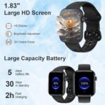 Smart Watches for Men Women 1.83" HD Display Activity Fitness Tracker Smartwatches for Android iOS Phones with Bluetooth Call/Heart Rate/Blood Pressure/Sleep Monitor/SpO2/IP67 Waterproof, Black - Image 7