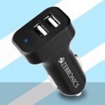 Zebronics Cc242A3 Car Charger with 10.5 Watts, Dual USB Ports, Compact Design, Built in Protections, Led Indicator, Included USB - Type-C Cable - Cellular Phones, Black - Image 3