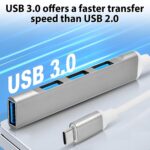 USB C to USB Hub, Aluminum USB C to USB A 3.0 Adapter, 4 Ports Type C to USB Adapter, Plug and Play USB Extender for MacBook Pro/Air, Laptop, Keyboard and Mouse - Image 4