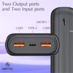 Q7 30,000mAh Power Bank Dual USB Output, Fast Charging, Type-C & Micro Input, Portable Charger for Mobile, Tablet, Earbuds – Black - Image 6