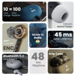 GOBOULT K40 True Wireless in Ear Earbuds with 48H Playtime, Clear Calling 4 Mics, 45ms Low Latency Gaming, 13mm Bass Drivers, Type-C Fast Charging, Bluetooth 5.3 Ear Buds (Ivory White) - Image 4