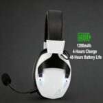 Wireless Gaming Headset for PC Mobile, 2.4GHz Bluetooth 5.4 Headphones with Noise Canceling Mic, 50mm Driver 7.1 Surround Sound RGB Light, 50-Hour Battery for Gaming Music (Black and White) - Image 5