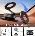 Magnetic Car Phone Mount with 360° Rotation, Strong Suction Dashboard Mount, One-Hand Operation, Universal Magnetic Holder for iPhone & Android Smartphones – Secure, Adjustable Car Phone Stand - Image 3