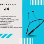 JGD Boom J4 Bluetooth Earphones with 13mm Drivers, Rich Music Experience, 20 Hours Playtime, Type C Fast Charging, Neckband Earphones with Magnetic earpiece,Voice Assistant and Mic (Blue) - Image 3