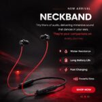 Original Feather Fit Compatible with OnePlus Z3 Wireless Earphones Youth Edition – Bluetooth Neckband with Mic 12.4mm Drivers IP55 with 12.4mm Drivers (RED) XC66 (MWER98) - Image 3