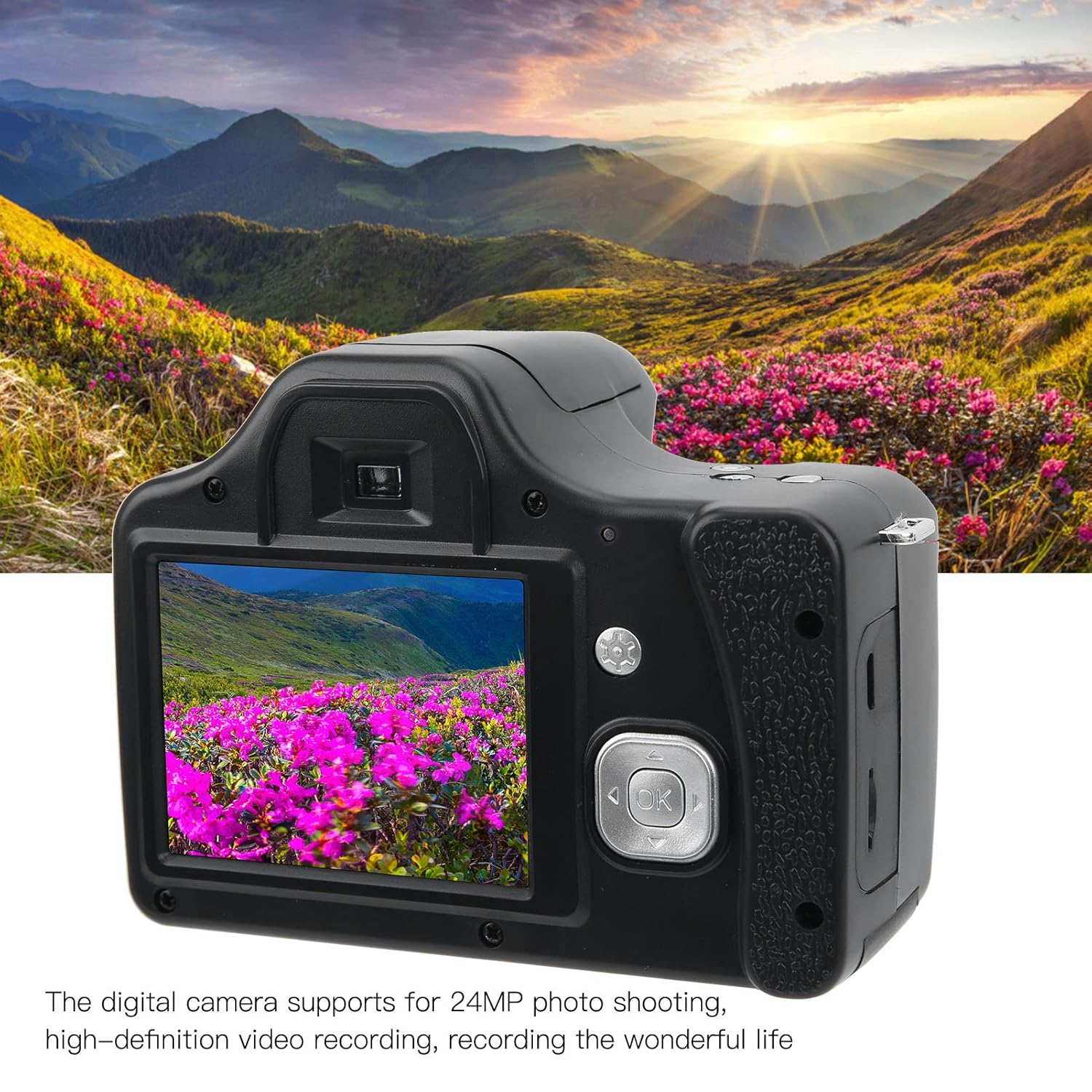 Yunir 24MP Digital Camera, 3.0in LCD Screen, 18X Zoom, HD SLR Camera, Portable, with Flash Light, USB Port, 1500mAh Battery, Simple Operation, Black, for Family (Standard Type) - Image 5