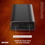 ERD PB-20KE 20000 mAh Li-Polymer Power Bank | Fast Charging Portable Charger to Charges 2 Devices Simultaneously for iPhones, Android Phones, Smart Watches & More - Image 3