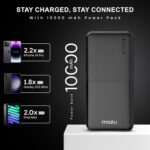 Mozu Chargex 10000 mAh 12W Power Bank, Dual USB Input,Type C & Micro USB Input, Led Display, Compact Powerbank (Black) - Image 5