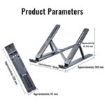 Portable Aluminum Alloy Laptop Stand, 7-Level Adjustable, Foldable, Ergonomic, Suitable for Laptops up to 18 Inches, Grey Metal - Image 3
