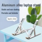 Portable Aluminum Alloy Laptop Stand, 7-Level Adjustable, Foldable, Ergonomic, Suitable for Laptops up to 18 Inches, Grey Metal - Image 4