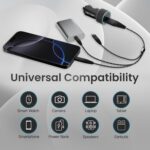 PRIVON 60 W Fast Car Charger with 3-in-1 Multi-Device Cable, 2 Ports (1× USB-A + 1× Type-C), PD & QC Fast Charging – Compatible with iOS & Android Mobile, Tablet, Earbuds, Power Bank & Smartwatch - Image 5