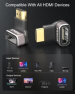 FEDUS 8K Ultra HD HDMI Connector 90+270 Degree L-Shape Male to Female Converter Right Angle Adapter Extender for TV Led LCD Stick, Xbox PS3 PS4 PS5 Supports 3D HDR 8K@60Hz 4K@144Hz - Image 3