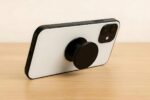 Black Plain Phone Grip Stand | Foldable Mobile Holder & Kickstand for All Smartphones | Strong Reusable Adhesive, Anti-Slip Anti-Drop Grip | Universal Phone Accessory for Desk & One-Hand Use - Image 4