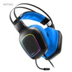 Nitho Titan PRO 7.1 Surround Gaming Headset with Cardioid Microphone for PS5, PS4, PC, Laptop, Over-Ear Stereo Wired Gaming Headphones with RGB LED Light, 3.5 mm Audio Jack, 50 mm Drivers - Blue - Image 3