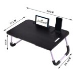 Wood Smart Multipurpose Foldable Laptop Table with Cup Holder, Study Table, Bed Table, Breakfast Table, Portable,Ergonomic & Rounded Edges/Non-Slip Legs (New Black) - Image 3