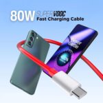 SuperVOOC 80W Fast Charging Adapter and Cable Set, USB-C Compatible with White Charger with Red Cable - Image 3