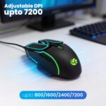 LAPCARE Champ Voyager 7200 DPI Optical Sensor Gaming USB Mouse with Dazzling RGB Light | Marco 7G Keys | 5M Clicks | ABS Material | Rubber Oil + Laser Carving (Lgm 201) - Image 3