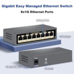 8-Port Full Gigabit Easy Web Managed Ethernet Switch, Web or App Cloud-Management Switch, VLAN/QoS/IGMP/LAG/TELNET/CLI Supported, Desktop or Wall Mount Fanless Metal Casing, Black - Image 3