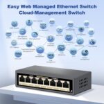 8-Port Full Gigabit Easy Web Managed Ethernet Switch, Web or App Cloud-Management Switch, VLAN/QoS/IGMP/LAG/TELNET/CLI Supported, Desktop or Wall Mount Fanless Metal Casing, Black - Image 4