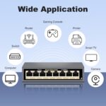 8-Port Full Gigabit Easy Web Managed Ethernet Switch, Web or App Cloud-Management Switch, VLAN/QoS/IGMP/LAG/TELNET/CLI Supported, Desktop or Wall Mount Fanless Metal Casing, Black - Image 6