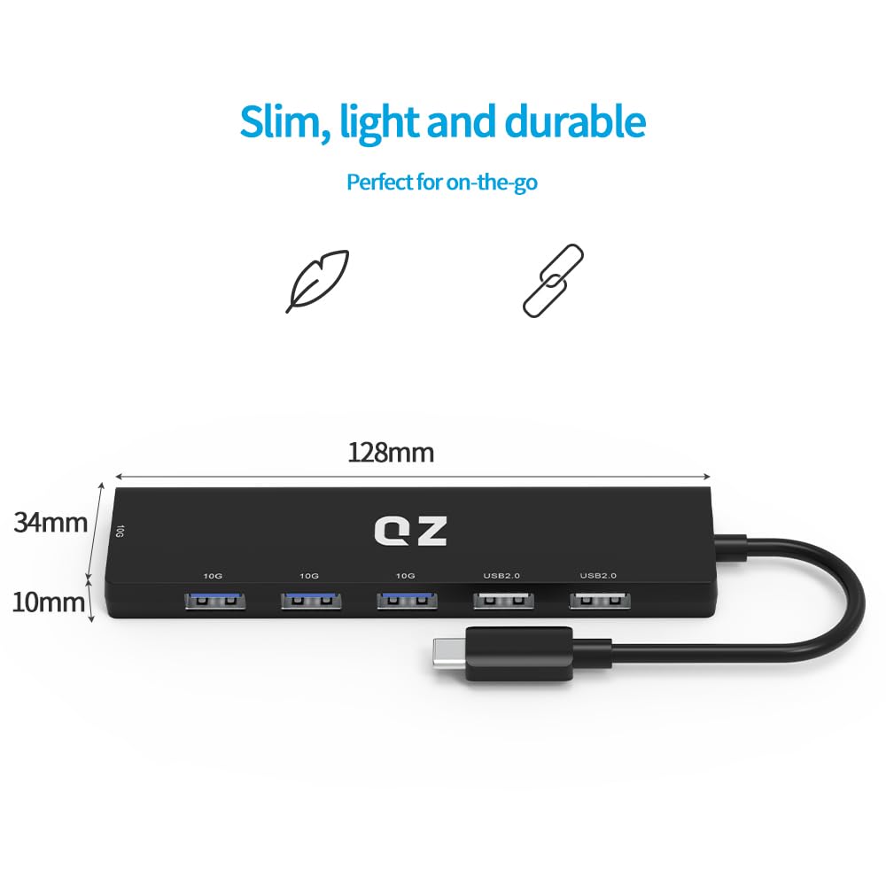 [USB 3.2 10 Gbps, 6 Ports] QZ USB Hub 3.2 for Next Gen Office Work Stations, USB Type C to Type C Hub, USB-A + USB-C + USB 2.0, Type C Hub, USB C Hub for PC, Laptop and Phones - Image 7
