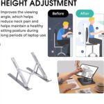 Metal Portable Laptop Stand with 7 Adjustable Angles, Foldable Ergonomic Laptop Riser for Desk, Compatible with MacBook HP Dell Lenovo for Office Work from Home (1 Pc) - Image 5