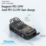 Solar Power Bank 66800mAh Built in Hand Crank and 4 Cables 22.5W Fast Charge,Camping Essentials/SOS/Strobe/Strong Flashlights,Compass Solar Portable Charger Power Bank (Black) - Image 6