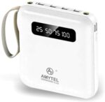 10000mAh Mini 4-Wire Power Bank with Built-in Type-C, Micro & Lightning Cables, Portable Fast Charging Power Bank for Mobile – White - Image 5
