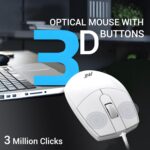 Ant MASTER10 Full Size Wired Combo Keyboard and Mouse Set, 104 Keys, 6 Anti-Ghosting, Membrane Switch, 3D Optical Mouse, 1200 DPI, USB Plug & Play, for Windows, Mac, Linux – White - Image 4