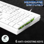 Ant MASTER10 Full Size Wired Combo Keyboard and Mouse Set, 104 Keys, 6 Anti-Ghosting, Membrane Switch, 3D Optical Mouse, 1200 DPI, USB Plug & Play, for Windows, Mac, Linux – White - Image 5