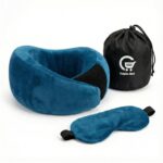 Neck Rest Pillow & Eye Mask Combo for Travel | Ergonomic Neck Support Cushion with Soft Sleeping Eye Mask | Ideal for Flight, Car, Office & Home Relaxation (Blue) - Image 3