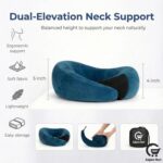 Neck Rest Pillow & Eye Mask Combo for Travel | Ergonomic Neck Support Cushion with Soft Sleeping Eye Mask | Ideal for Flight, Car, Office & Home Relaxation (Blue) - Image 4