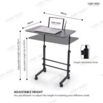 Multi-Purpose Laptop Table, Study Table| Heavy Duty Bed Table| Adjustable for Height, Portable for Office, Work Form Home | DIY Table, Easy to Assemble (4M- Black Hight) - Image 3